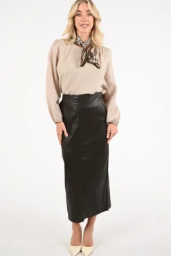 Co'couture 34208 Leren rok Donker bruin