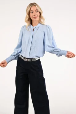 Co'couture 35976 TassyCC Blouse lange mouw Licht blauw