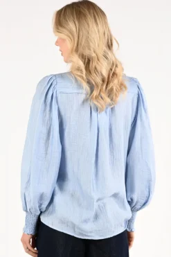 Co'couture 35976 TassyCC Blouse lange mouw Licht blauw