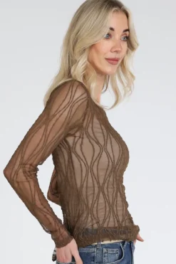 Co'couture 43043 T-shirt lange mouw Bruin