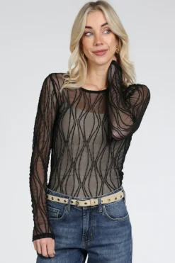 Co'couture 43043 T-shirt lange mouw Zwart