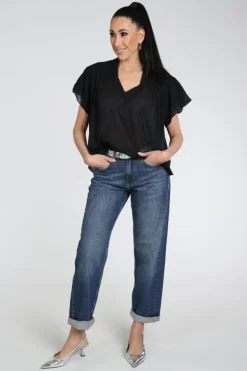 10 Days 20-400-6202 Blouse korte mouw Zwart