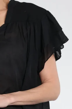 10 Days 20-400-6202 Blouse korte mouw Zwart