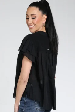 10 Days 20-400-6202 Blouse korte mouw Zwart