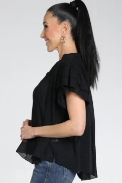 10 Days 20-400-6202 Blouse korte mouw Zwart