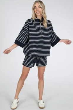 Deblon daan striped Sweater Marine
