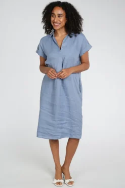 Emotions 126129 Jurk korte mouw Vergrijsd blauw