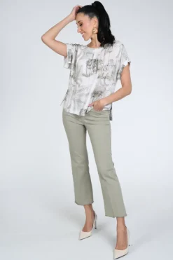 FABER 65404 Blouse korte mouw Olijf