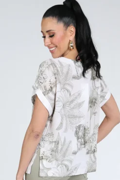 FABER 65404 Blouse korte mouw Olijf