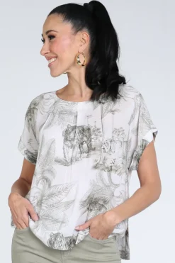 FABER 65404 Blouse korte mouw Olijf