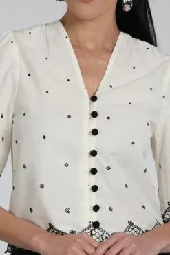 Fabienne Chapot CLTBLS34SS260212 Blouse korte mouw Off white