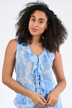 Fabienne Chapot CLTTOP16SS260227 Blouse mouwloos Licht blauw