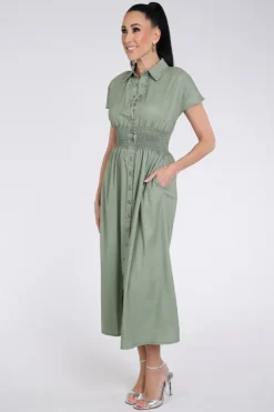 Florez Estelle dress Jurk mouwloos Olijf