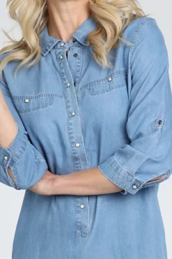 Geisha ANGEL Jurk korte mouw Blue denim