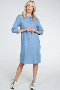 Geisha ANGEL Jurk korte mouw Blue denim