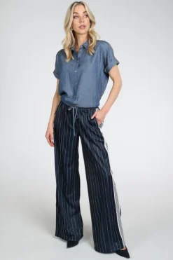 Geisha 63294-20 Blouse korte mouw Blue denim