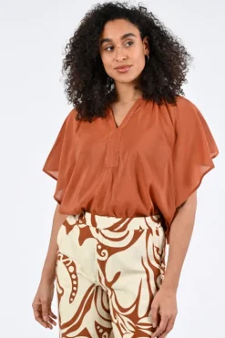 Geisha 63345-45 Blouse korte mouw Cognac