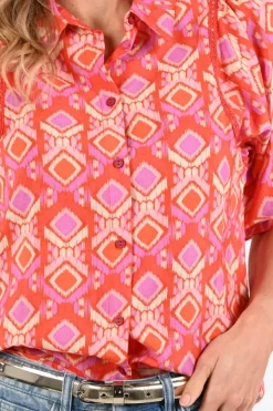 Geisha 63195-20 Blouse korte mouw Oranje