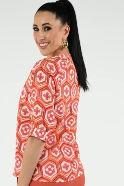 Geisha 63245-20 Blouse korte mouw Oranje