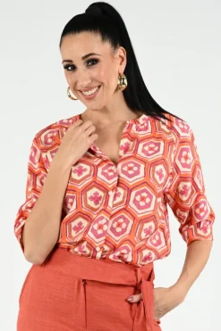 Geisha 63245-20 Blouse korte mouw Oranje