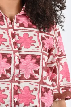 Geisha 63489-20 Blouse korte mouw Roze