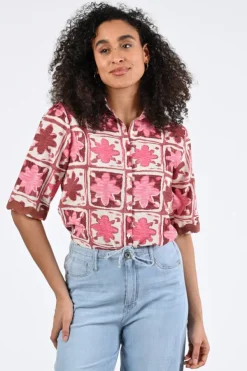 Geisha 63489-20 Blouse korte mouw Roze