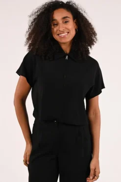 Geisha 63285-20 Blouse korte mouw Zwart