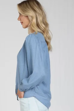 Geisha 63015-10 Blouse lange mouw Blue denim