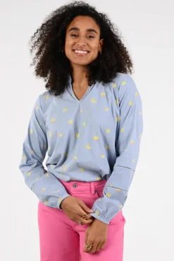 Geisha 63243-20 Blouse lange mouw Licht blauw