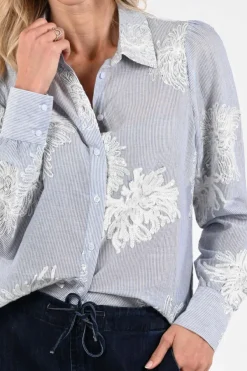 Geisha 63143-21 Blouse lange mouw Licht blauw