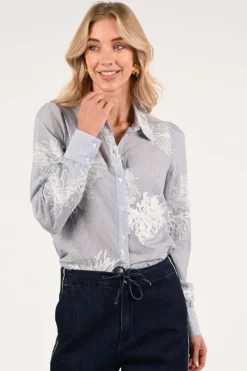Geisha 63143-21 Blouse lange mouw Licht blauw