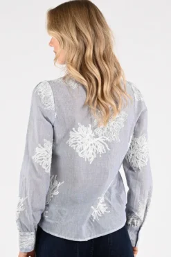 Geisha 63143-21 Blouse lange mouw Licht blauw