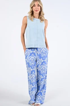 Geisha 53002-10 Blouse mouwloos Blue denim