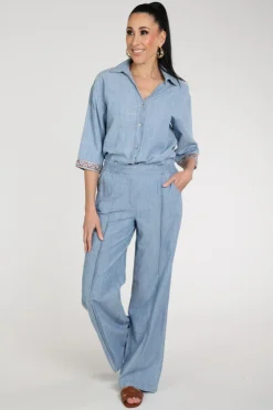 Geisha 61184-70 Broek Licht blauw
