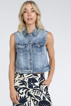 Geisha 65016-10 Gilet Blue denim