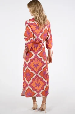 Geisha 67104-20 Jurk driekwart mouw Cognac