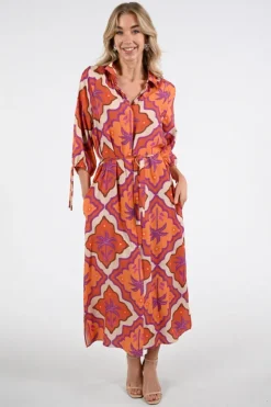 Geisha 67104-20 Jurk driekwart mouw Cognac