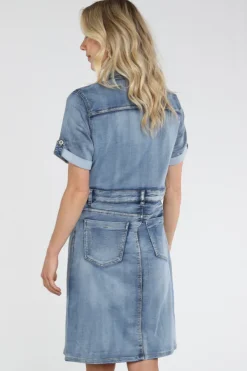 Geisha 67001-10 Jurk korte mouw Blue denim