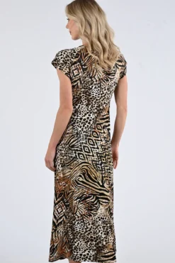 Geisha 57364-60 Jurk korte mouw Bruin