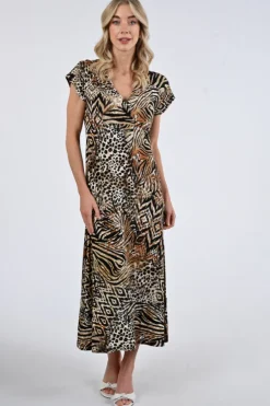 Geisha 57364-60 Jurk korte mouw Bruin