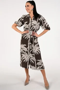 Geisha 67113-20 Jurk korte mouw Donker bruin
