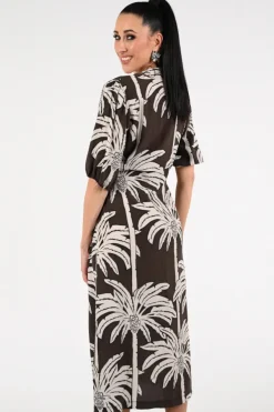 Geisha 67113-20 Jurk korte mouw Donker bruin
