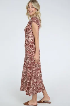 Geisha 67157-60 Jurk korte mouw Donker rood