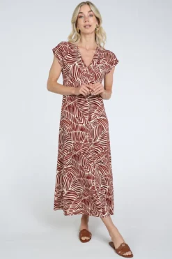 Geisha 67157-60 Jurk korte mouw Donker rood