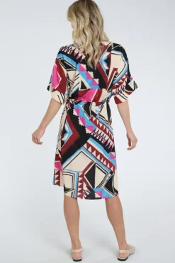 Geisha 67110-20 Jurk korte mouw Donker rood