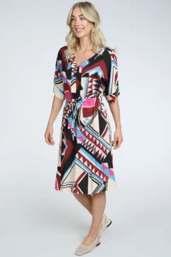 Geisha 67110-20 Jurk korte mouw Donker rood