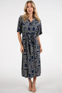 Geisha 67053-70 Jurk korte mouw Marine