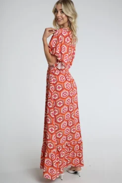 Geisha 67117-20 Jurk korte mouw Oranje