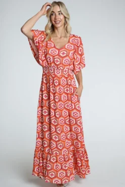Geisha 67117-20 Jurk korte mouw Oranje