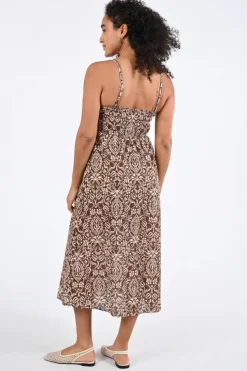 Geisha 67353-70 Jurk mouwloos Bruin